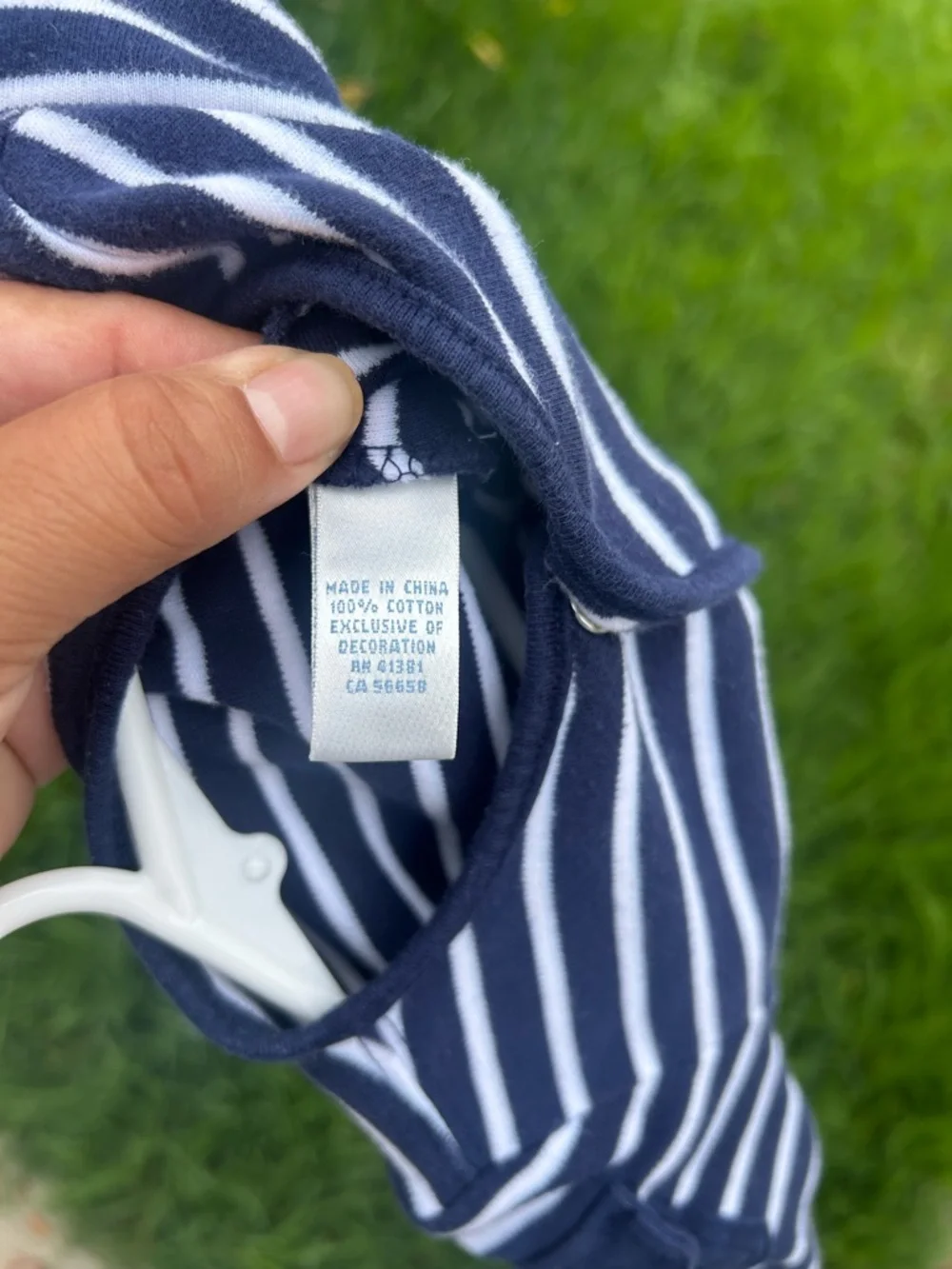 Ralph Lauren Navy & White Striped Footie One-Piece